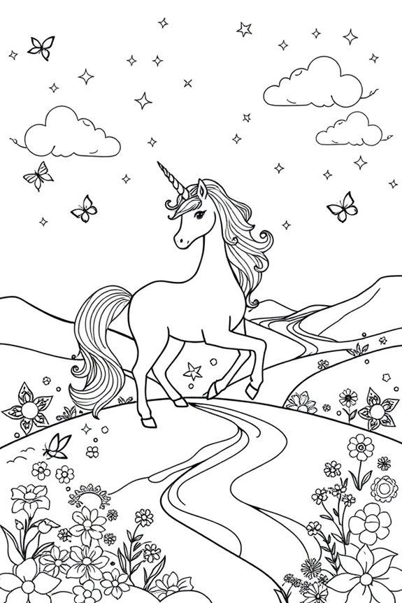 Fantasy Unicorn Coloring Sheet