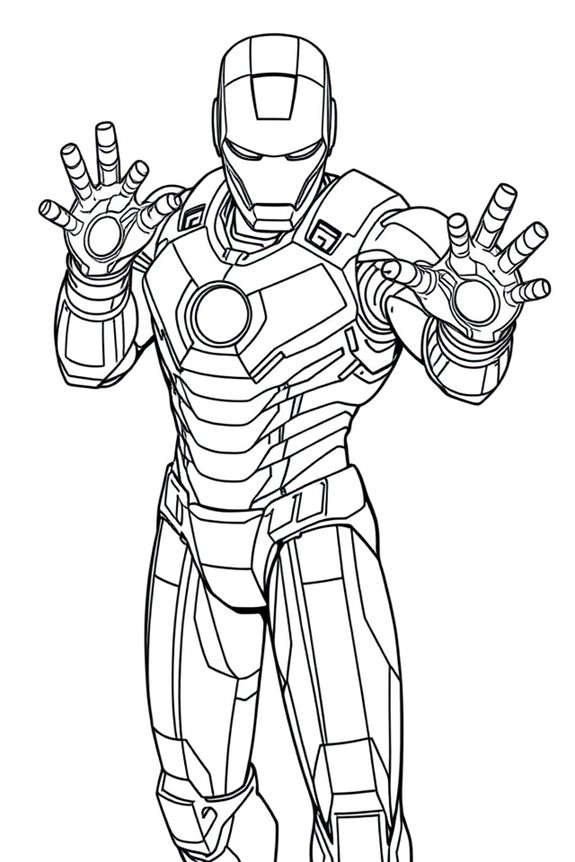 Iron Man Line Art Coloring Sheet