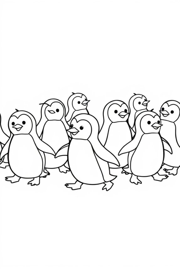 Penguin Parade coloring sheet