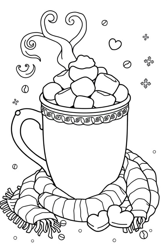 Cozy Hot Cocoa coloring sheet