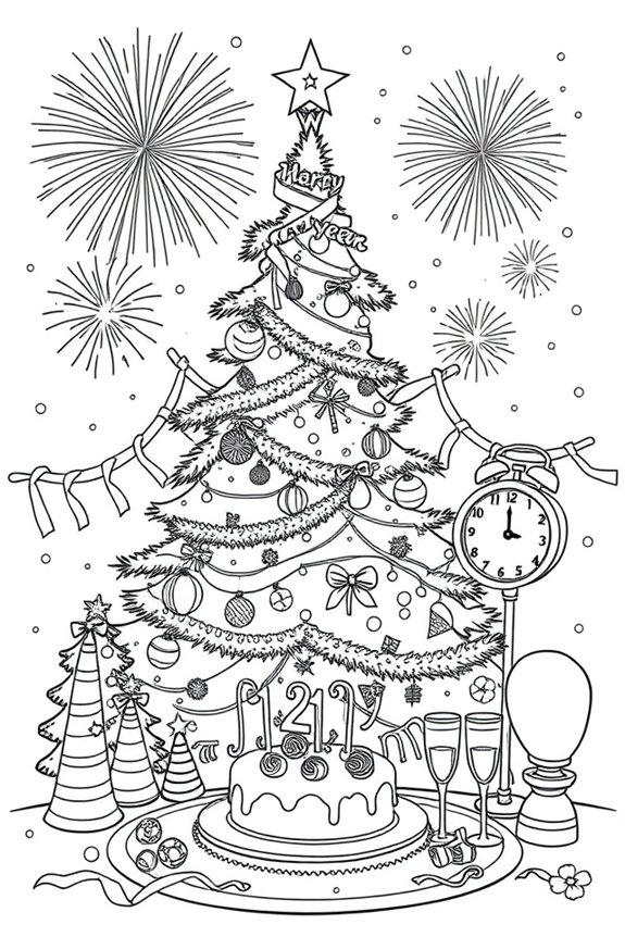 New Year Celebration coloring sheet