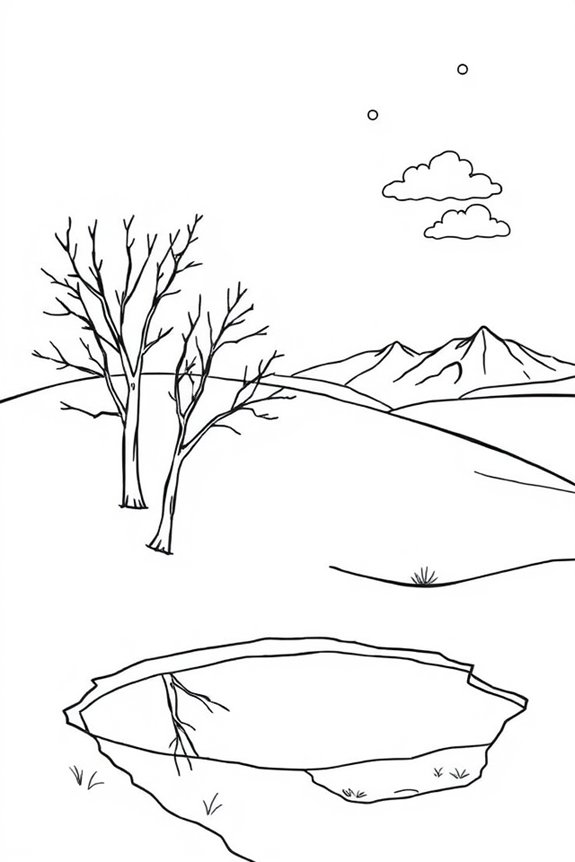 Simple Winter Landscape coloring sheet