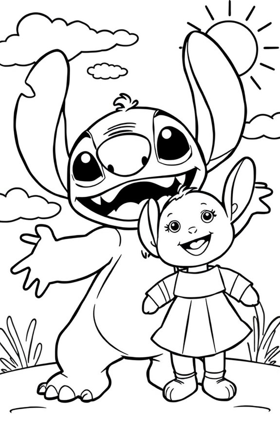 Stitch and Scrump Friendship Coloring Sheet
