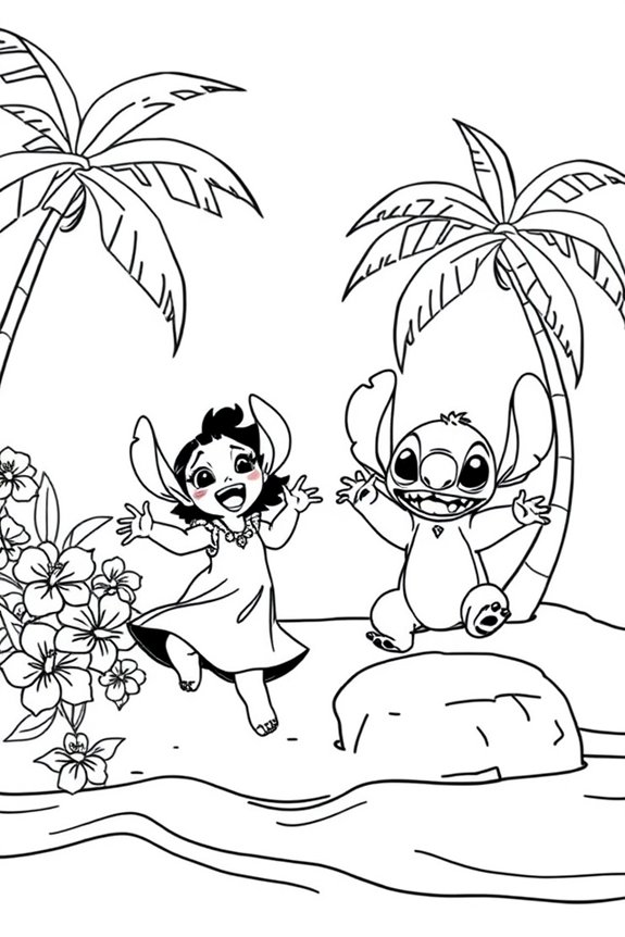 Lilo and Stitch Tropical Island Coloring Sheet