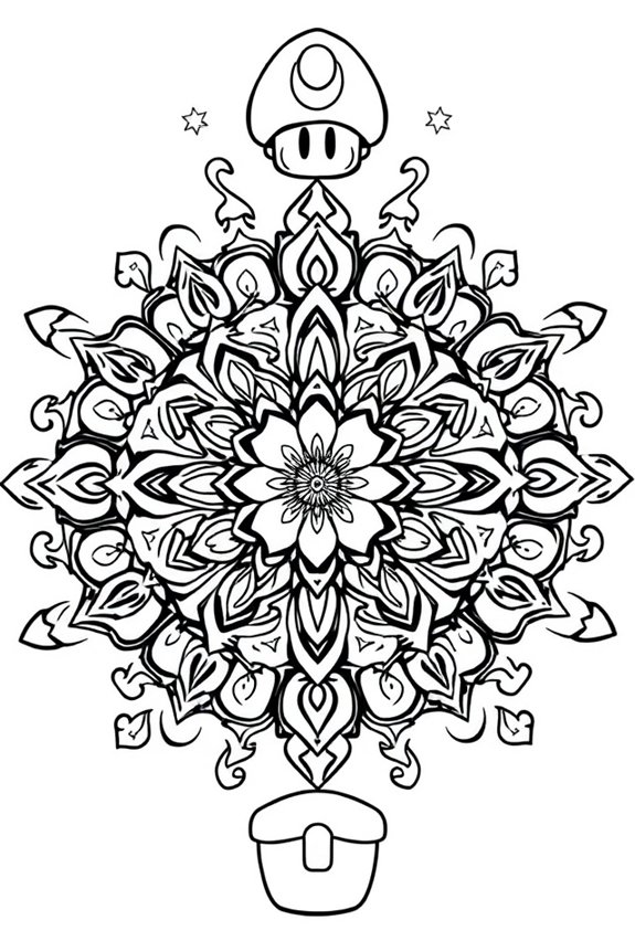 Mushroom Kingdom Mandala Coloring Sheet
