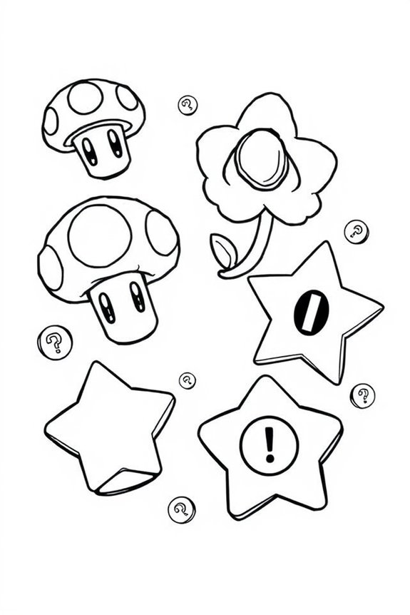 Power-Up Items Coloring Sheet