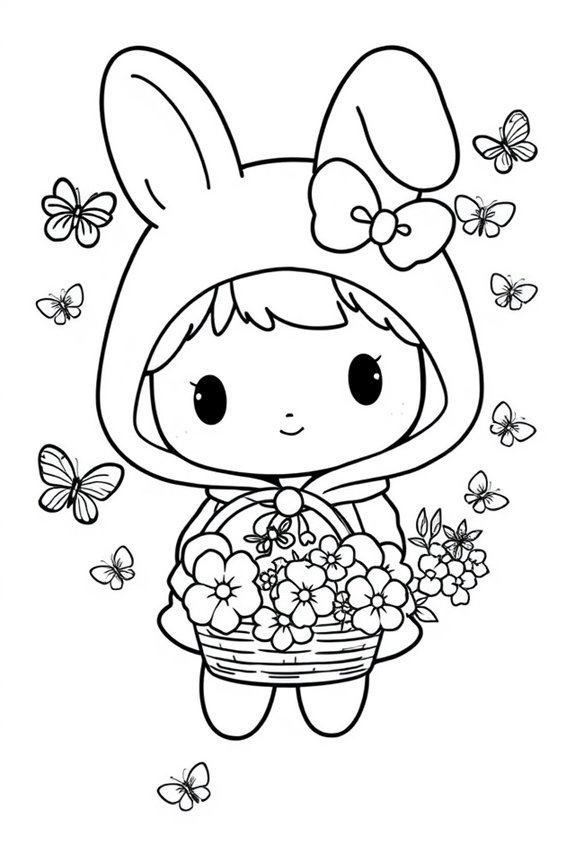 My Melody Line Art Coloring Sheet