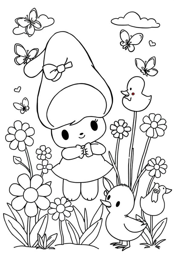 My Melody Playtime Friends Coloring Sheet
