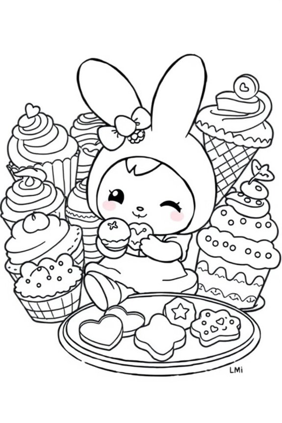 My Melody Sweet Treats Coloring Sheet