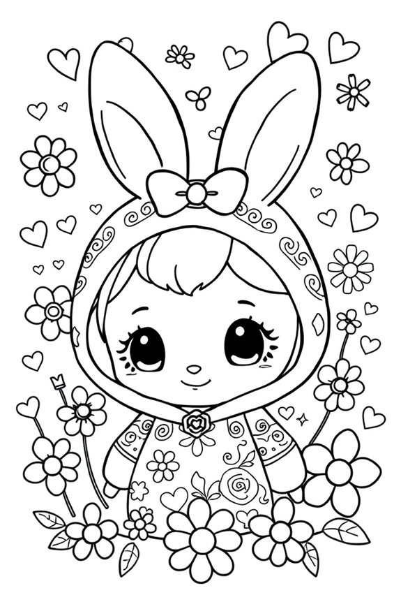My Melody Rainbow Coloring Sheet