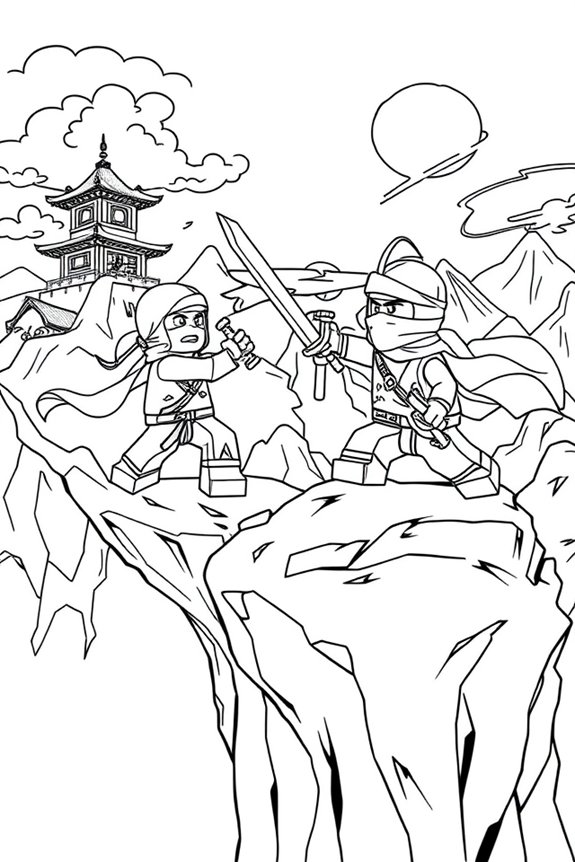 Ninjago Scene Coloring Sheet
