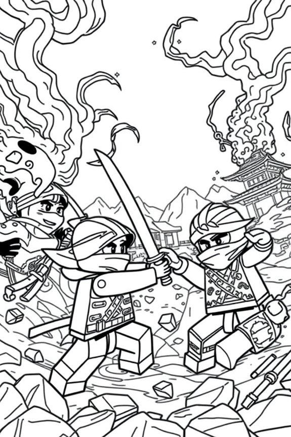 Ninjago Battle Coloring Sheet