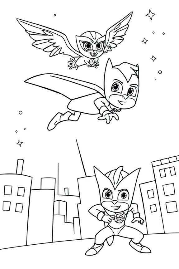 PJ Masks Action Scene Coloring Sheet