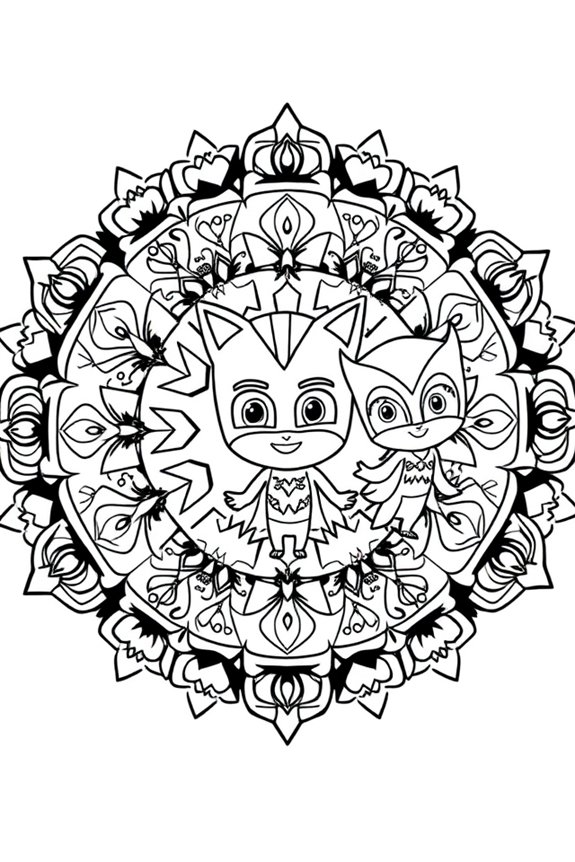 PJ Masks Mandala Coloring Sheet