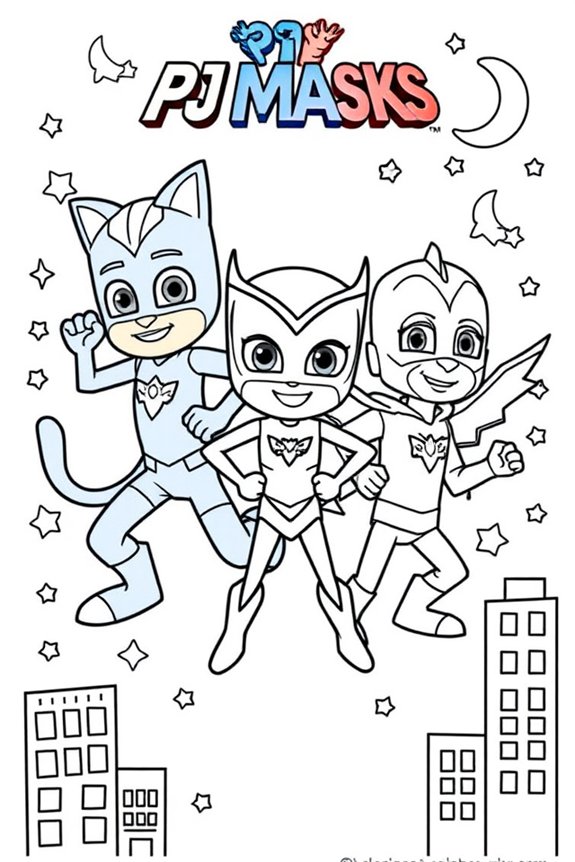 Easy PJ Masks Superheroes Coloring Sheet