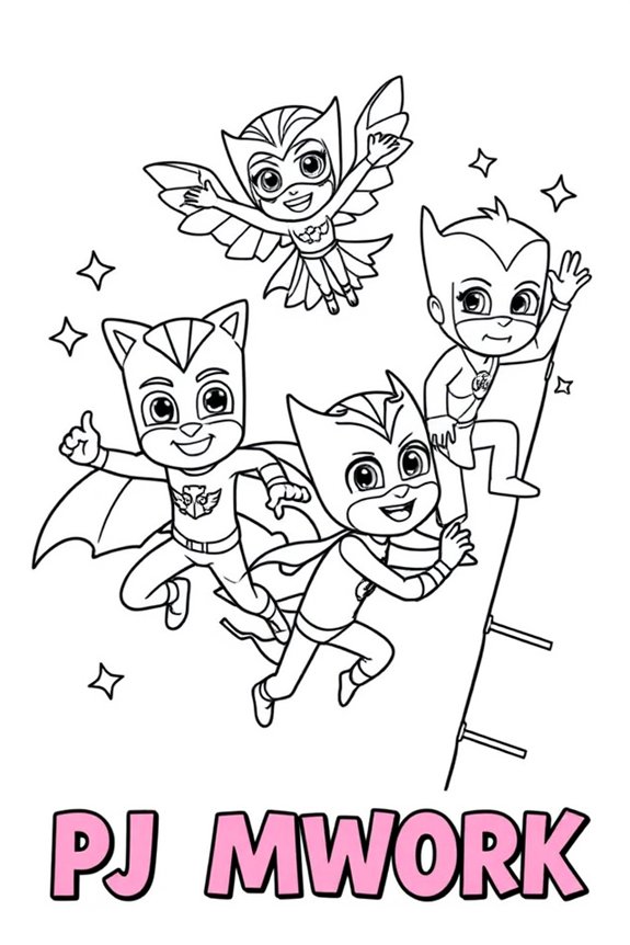 Fun PJ Masks Teamwork Coloring Sheet