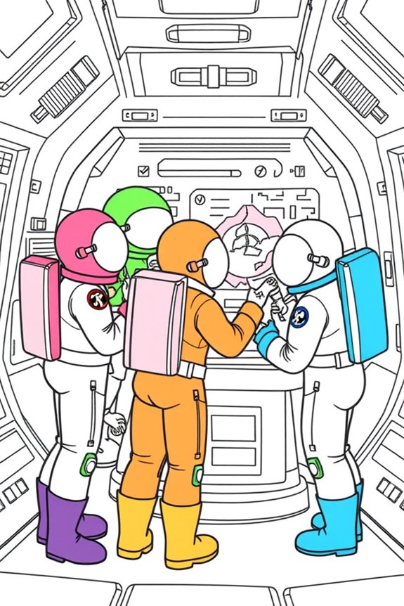 Among Us Teamwork Scene Coloring Sheet