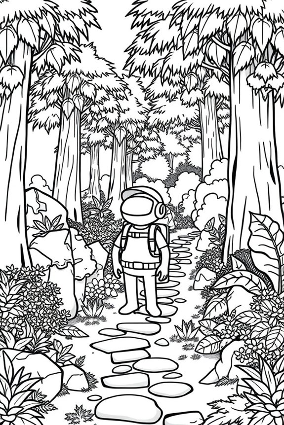 Among Us Nature Background Coloring Sheet