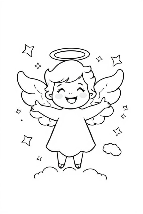 Cute Cartoon Angel Coloring Sheet