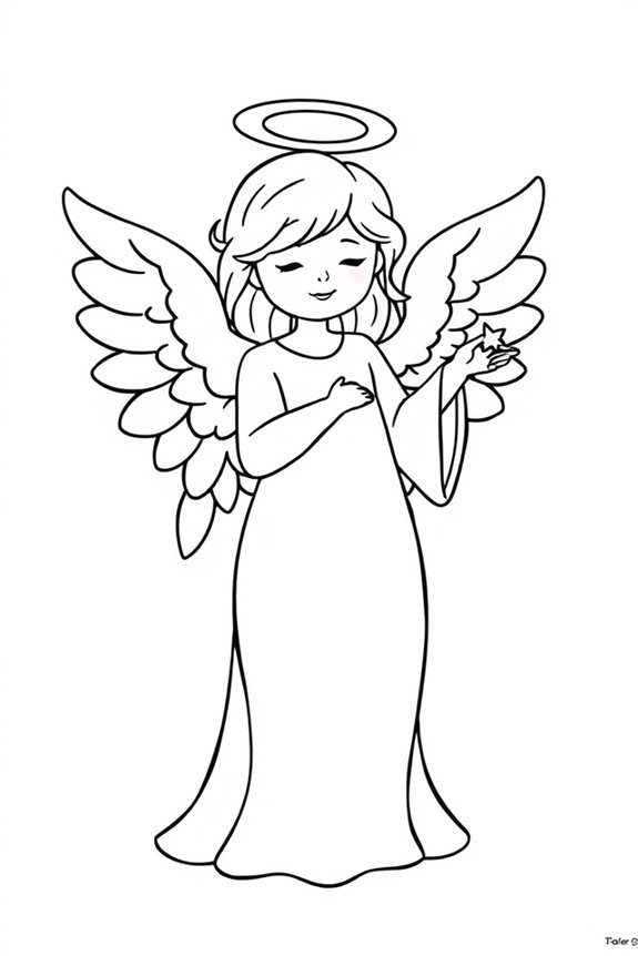 Easy Outline Angel Coloring Sheet