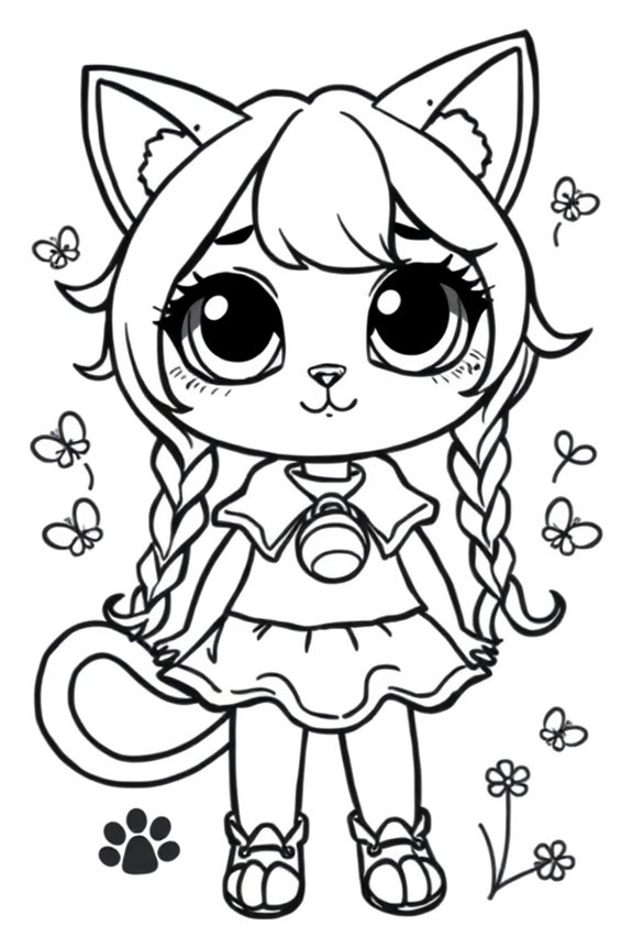 Cute Cat Girl Coloring Sheet