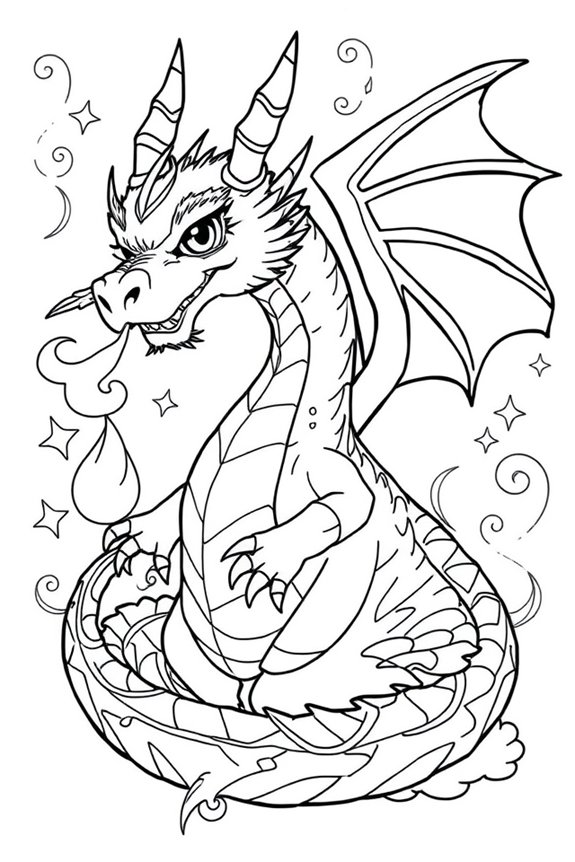 Fantasy Dragon Coloring Sheet