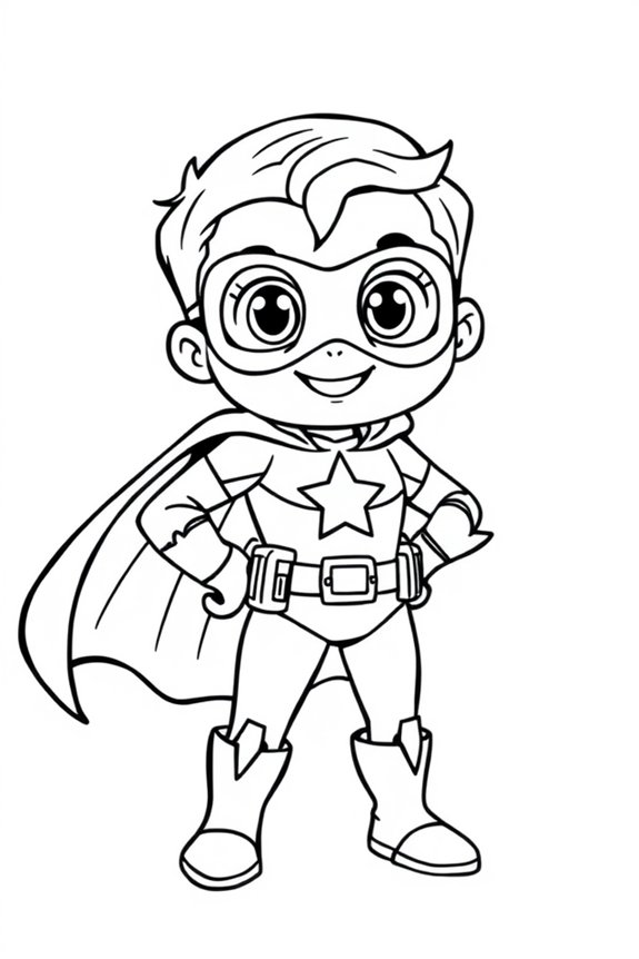 Chibi Superhero Coloring Sheet