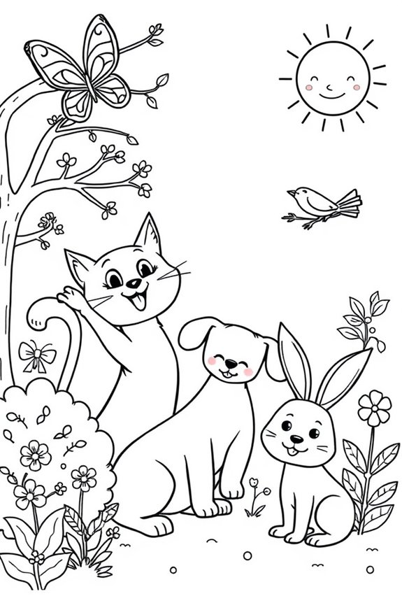 Playful Animal Friends Coloring Sheet