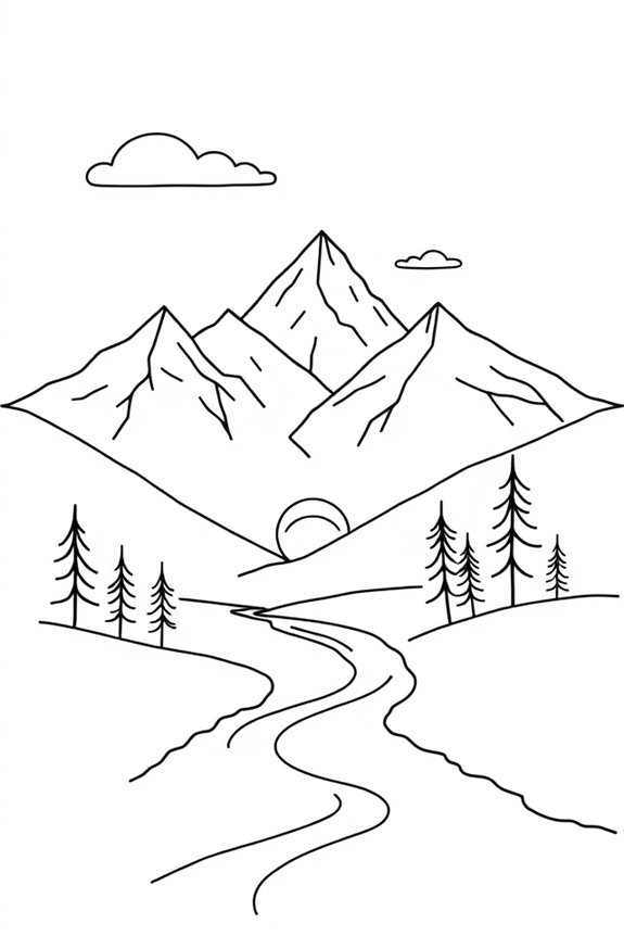 Minimalist Landscape Coloring Sheet