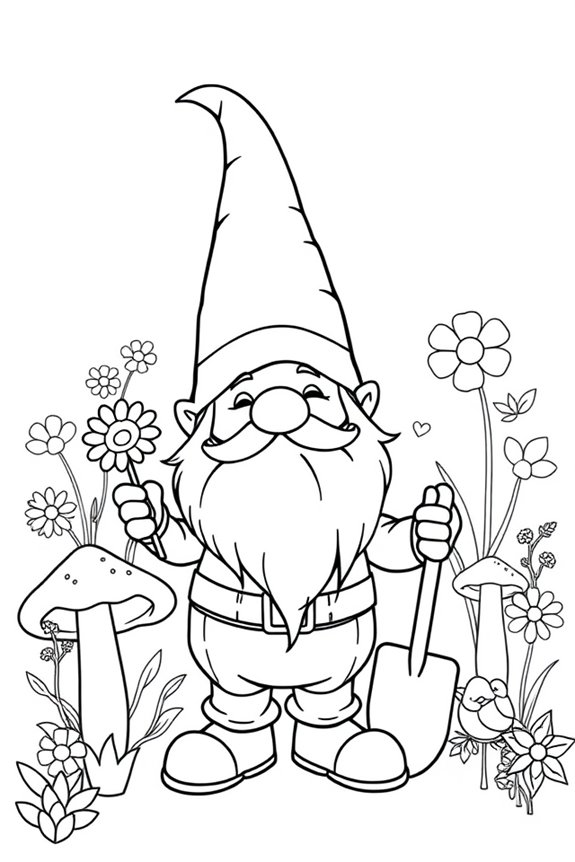 Garden Gnome Coloring Sheet