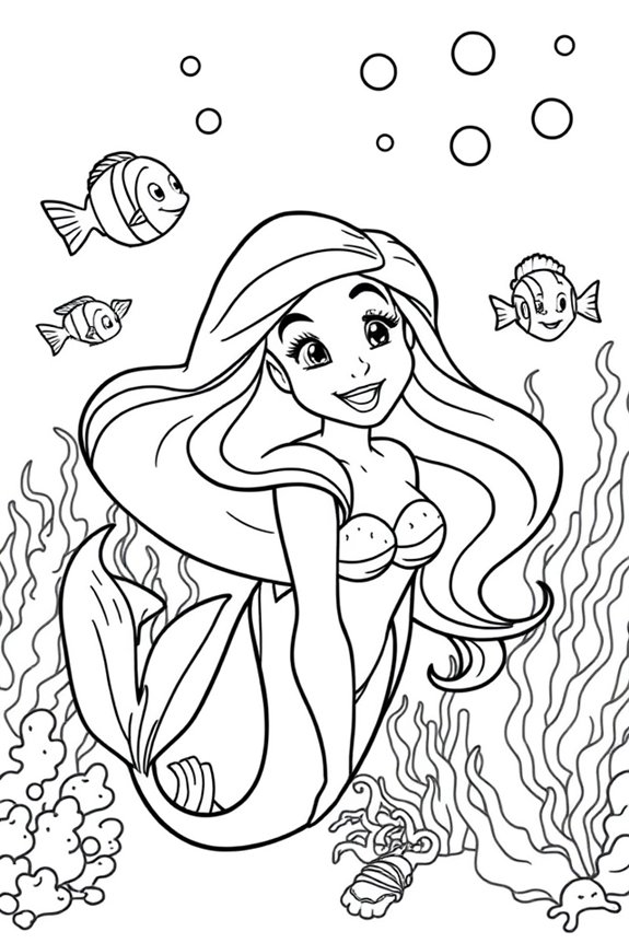 Ariel Under the Sea Coloring Sheet