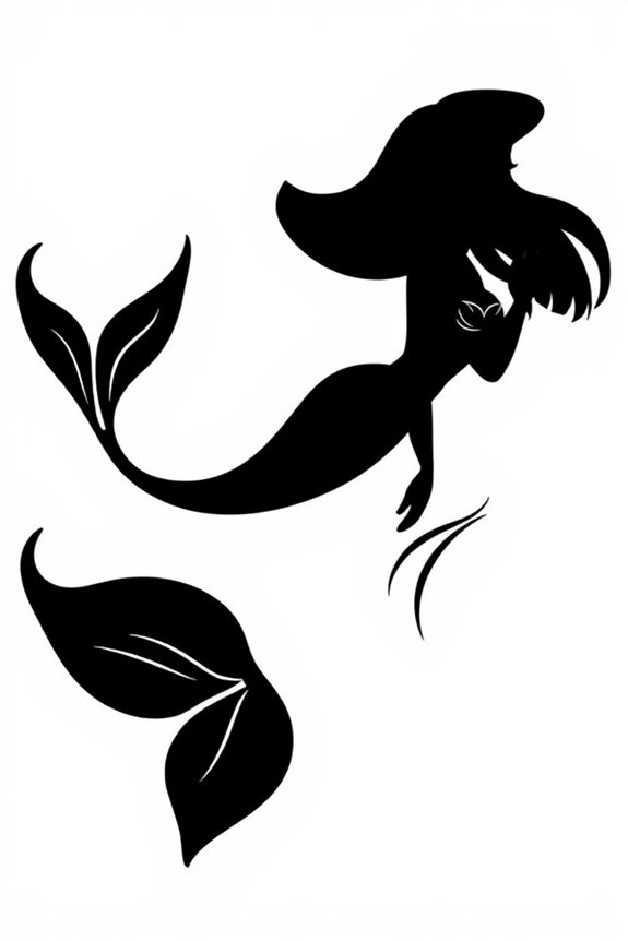 Simple Ariel Silhouette Coloring Sheet