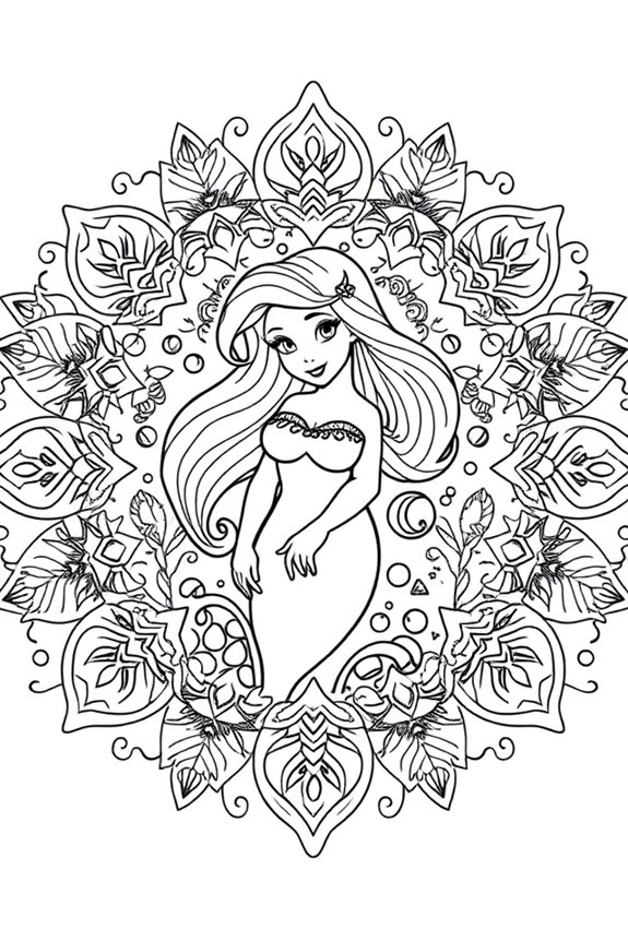 Ariel Mandala Coloring Sheet