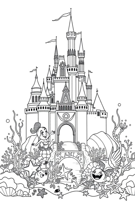 Ariel’s Magical Castle Coloring Sheet