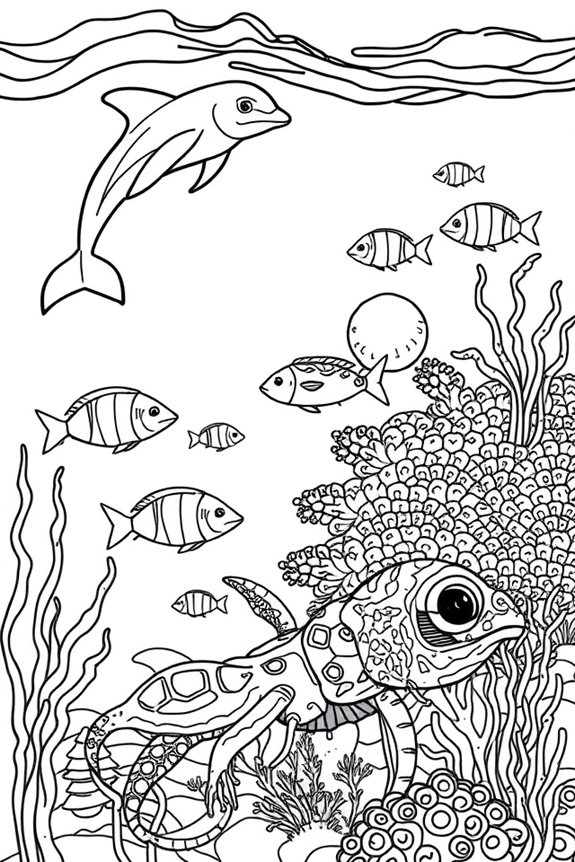 Underwater Scene Coloring Sheet