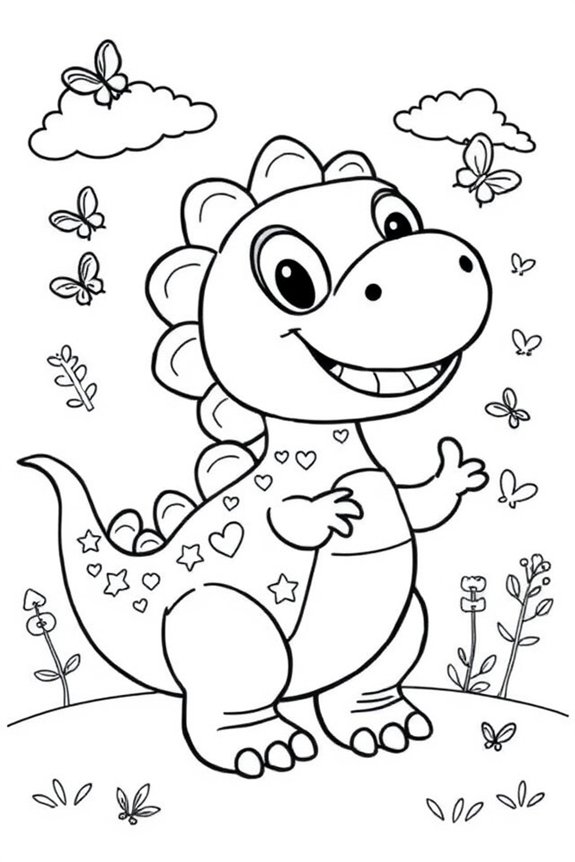 Playful Dinosaur Coloring Sheet