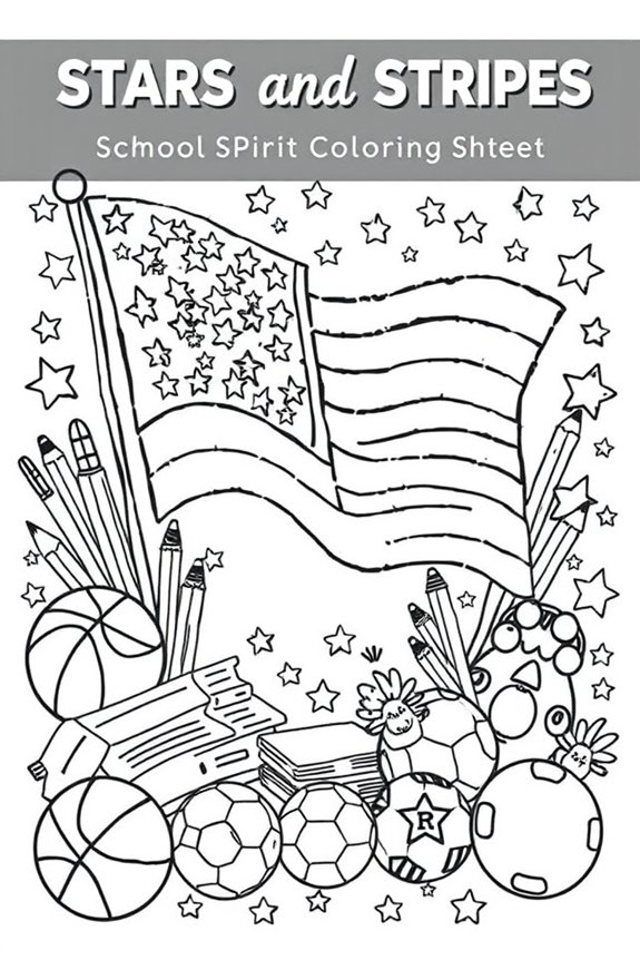 Stars and Stripes School Spirit Coloring Sheet