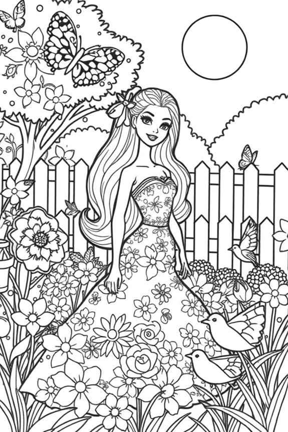 Barbie in a Garden Coloring Sheet
