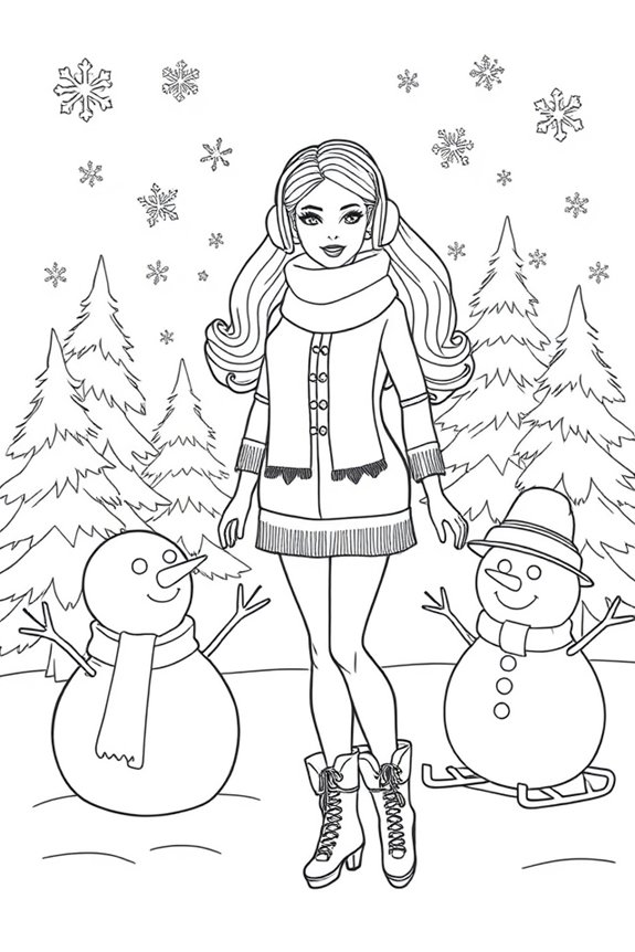 Barbie Winter Wonderland Coloring Sheet