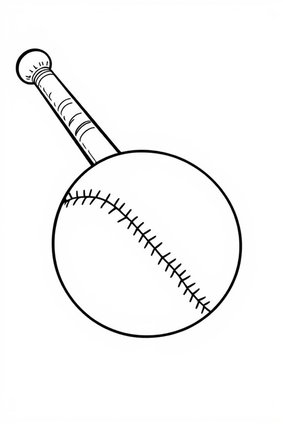 Baseball Bat and Ball Coloring Sheet