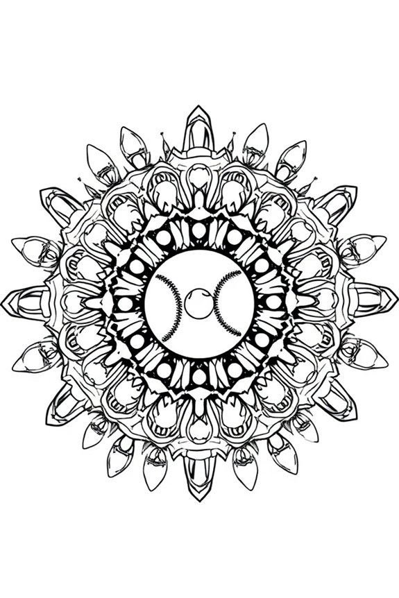 Baseball Mandala Coloring Sheet