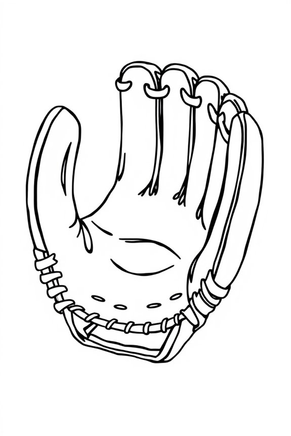 Line Art Baseball Glove Coloring Sheet