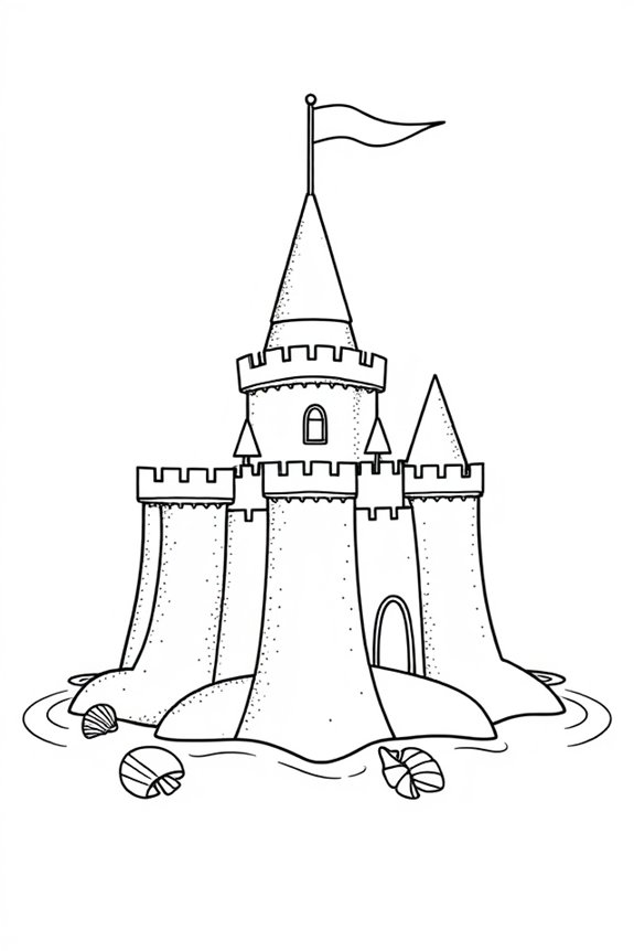 Simple sandcastle coloring sheet