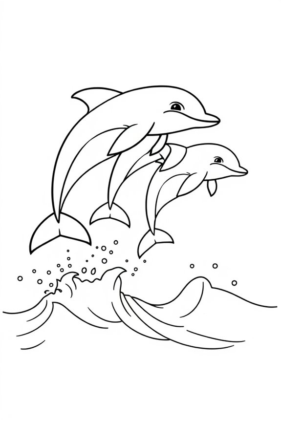 Dolphins jumping coloring sheet