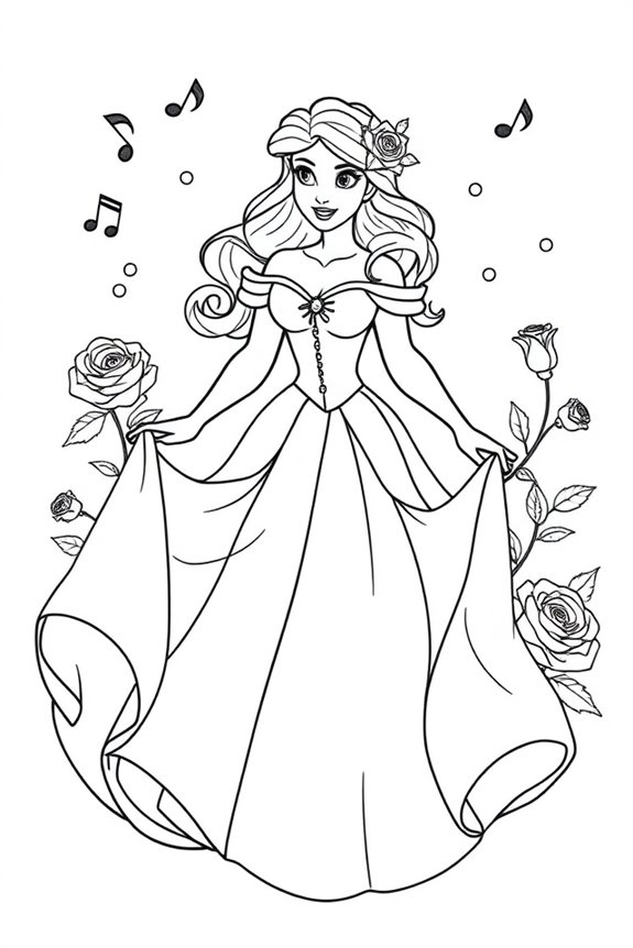 Enchanting Belle Coloring Sheet