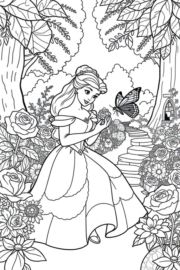 Belle in the Garden Coloring Sheet