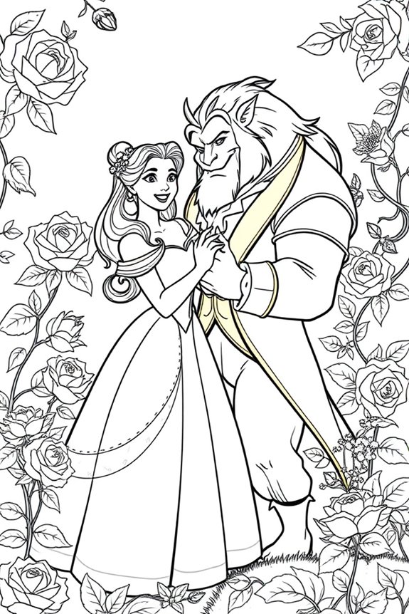Belle and the Beast Coloring Sheet