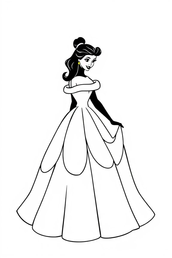 Simple Belle Silhouette Coloring Sheet