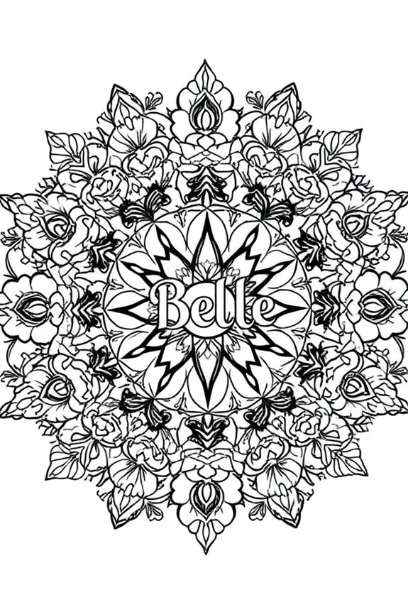 Whimsical Belle Mandala Coloring Sheet