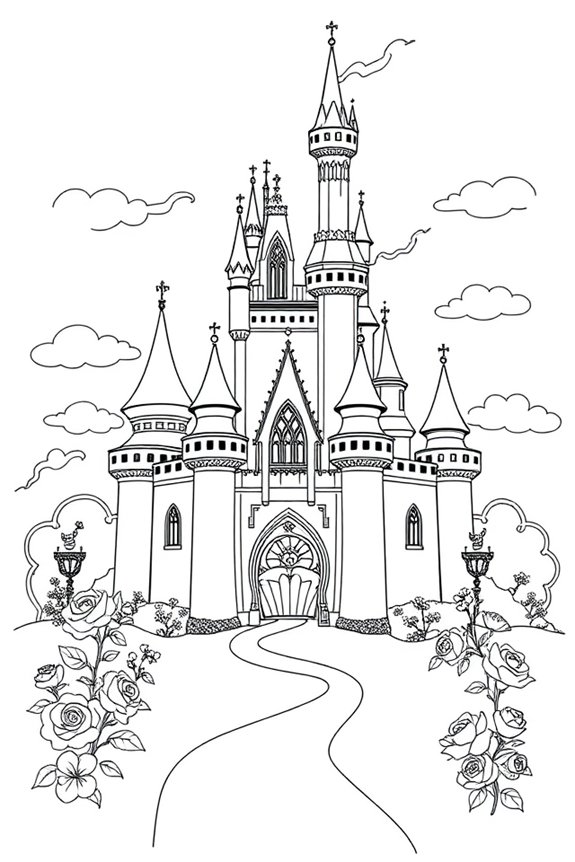 Belle's Magical Castle Coloring Sheet